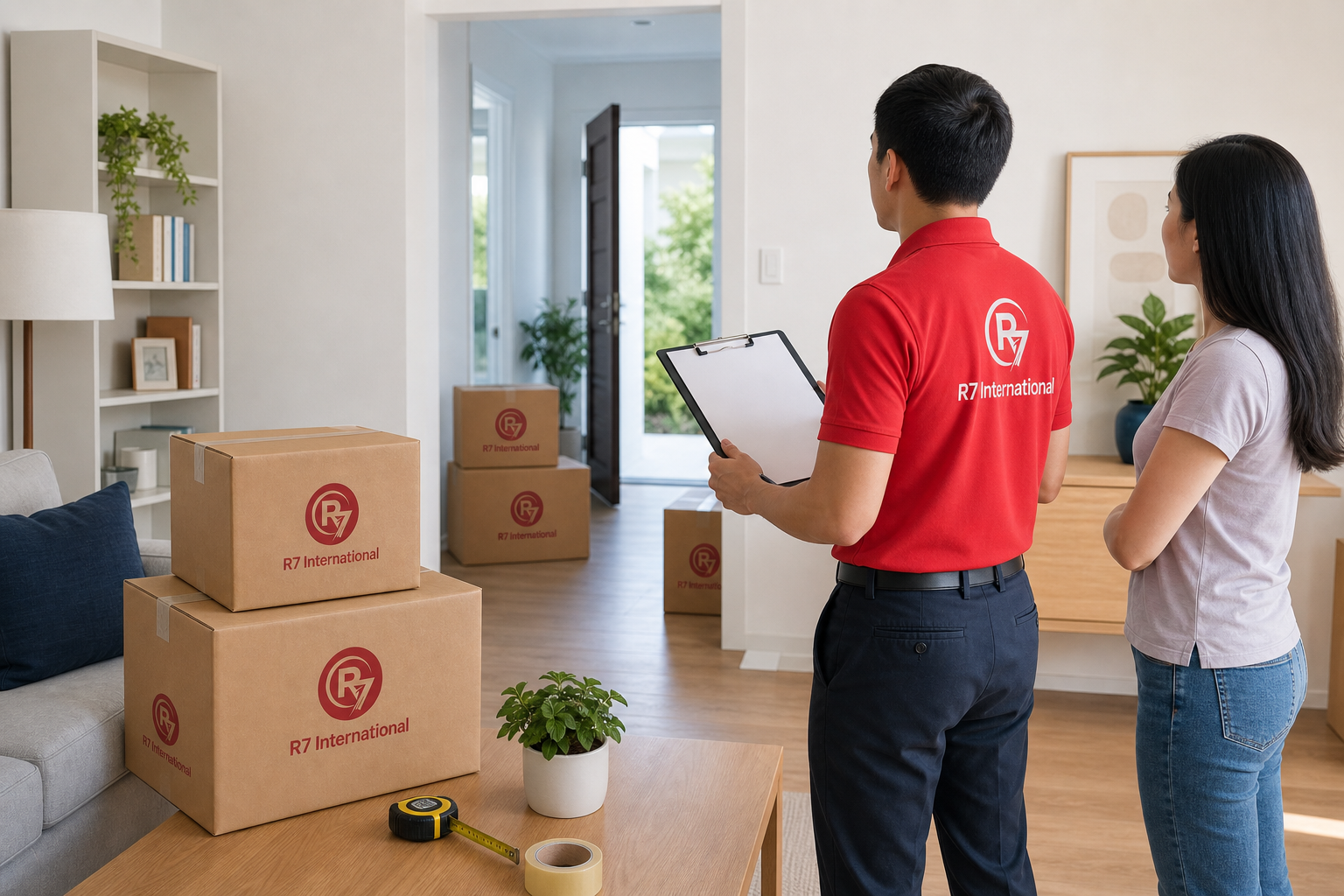 R7 International consultant conducting a pre-move survey in a home